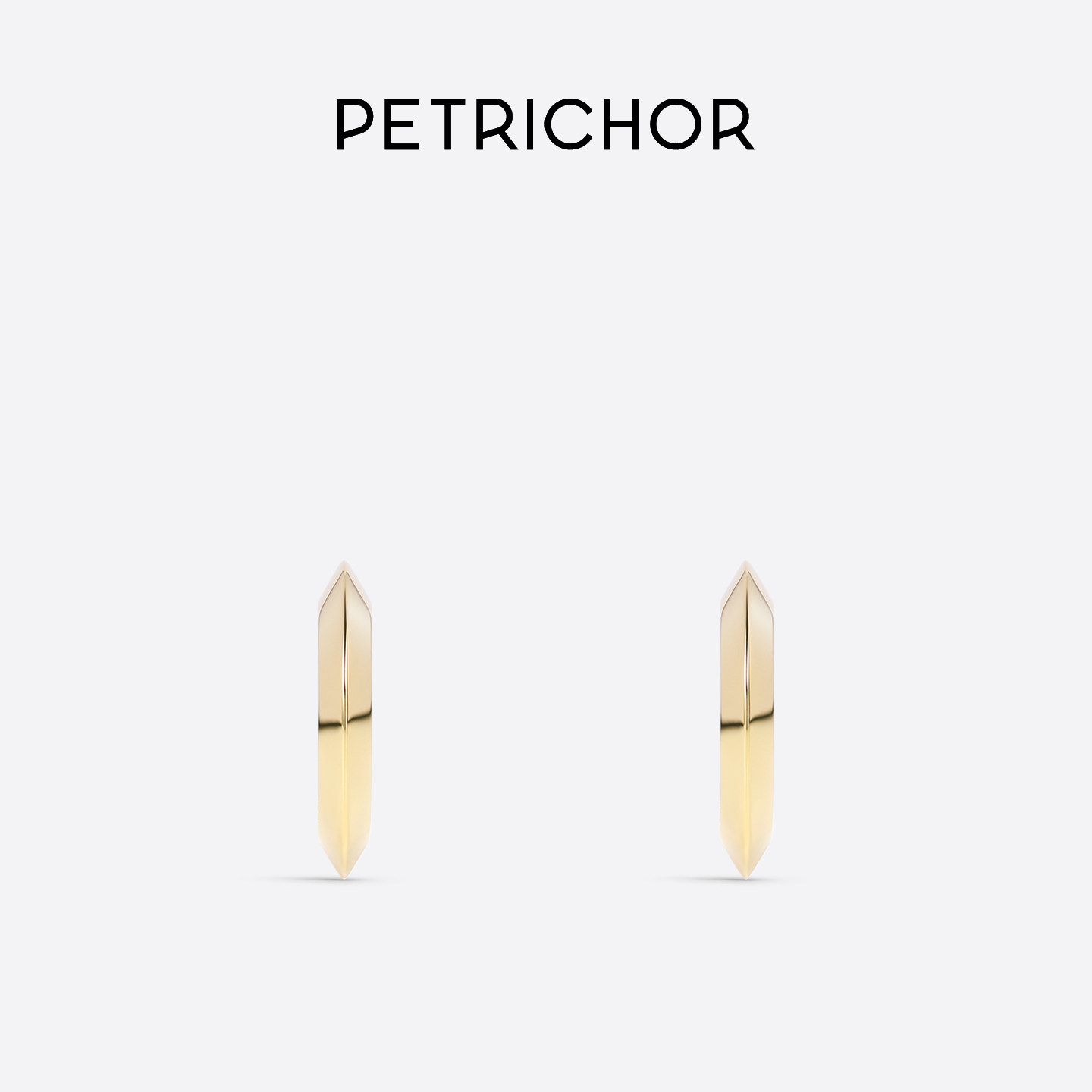 PETRICHOR® UNTITLED系列 18K金C形耳环 素金 简约 - 实物图