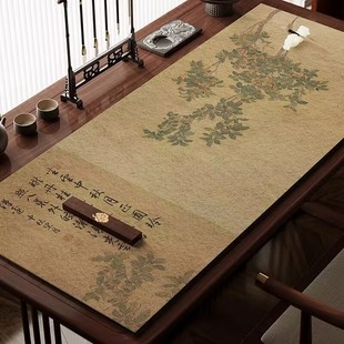 新中式彩绘荷花画毡书画毛毡桌布毛毡垫子书画文房四宝书法毛毡垫