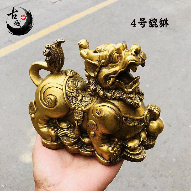 全铜貔貅摆件一对纯铜公母客厅办公室玄关门店商铺家居装饰工艺品