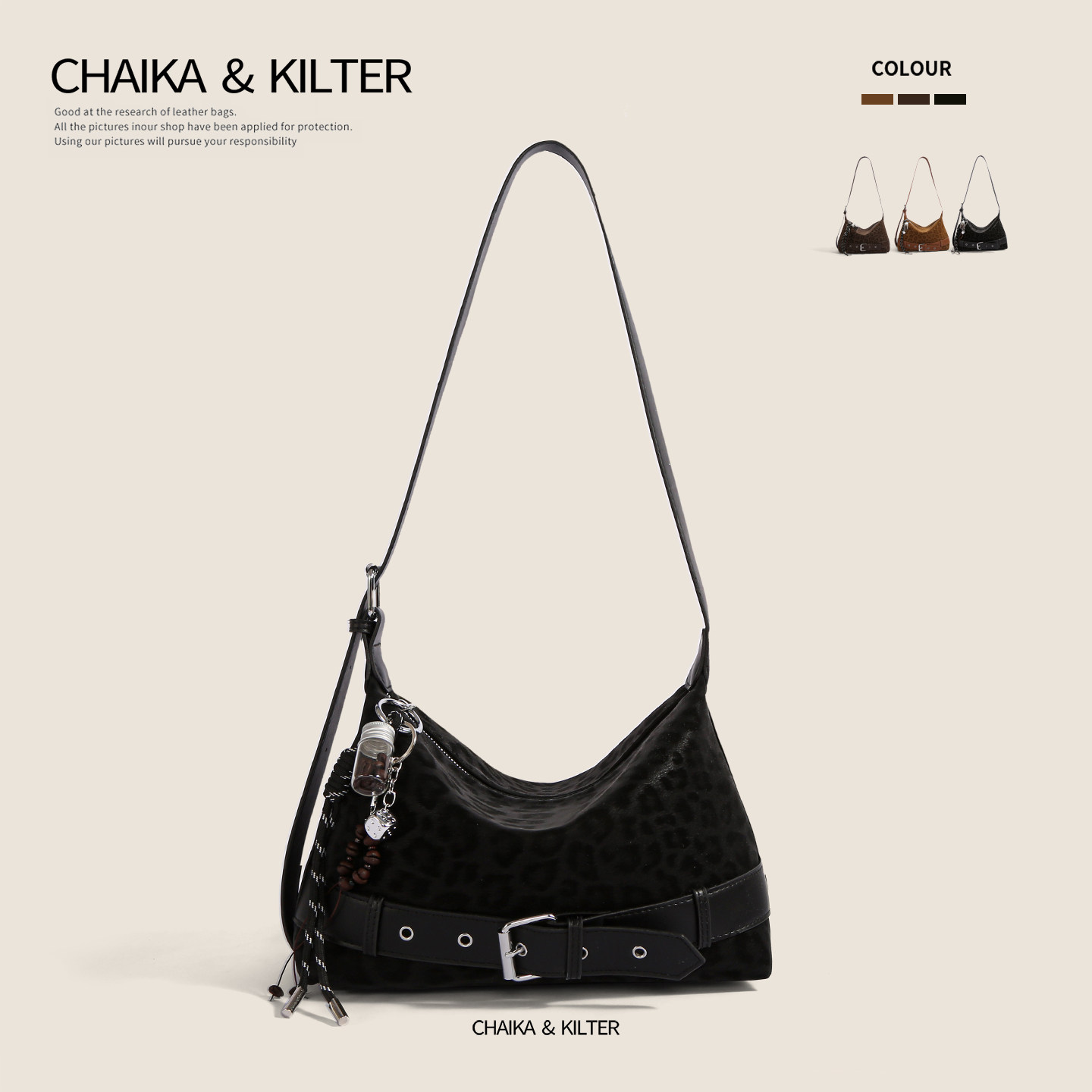 CHAIKAKILTER时尚百搭豹纹单肩包包女2025冬季新款简约斜挎小方包,箱包皮具/热销女包/男包,单肩包,淘宝优惠券,粉丝福利购,淘宝优惠卷