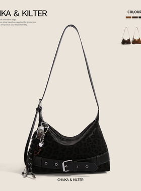 CHAIKAKILTER时尚百搭豹纹单肩包包女2025冬季新款简约斜挎小方包