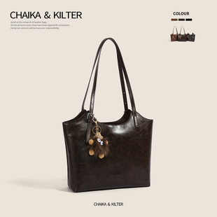 CHAIKAKILTER复古百搭上班通勤大包包女2025冬季 大容量托特包 新款