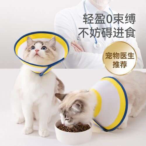 伊丽莎白圈猫咪防舔宠物绝育头套轻便网布透气狗狗头罩防咬耻辱圈