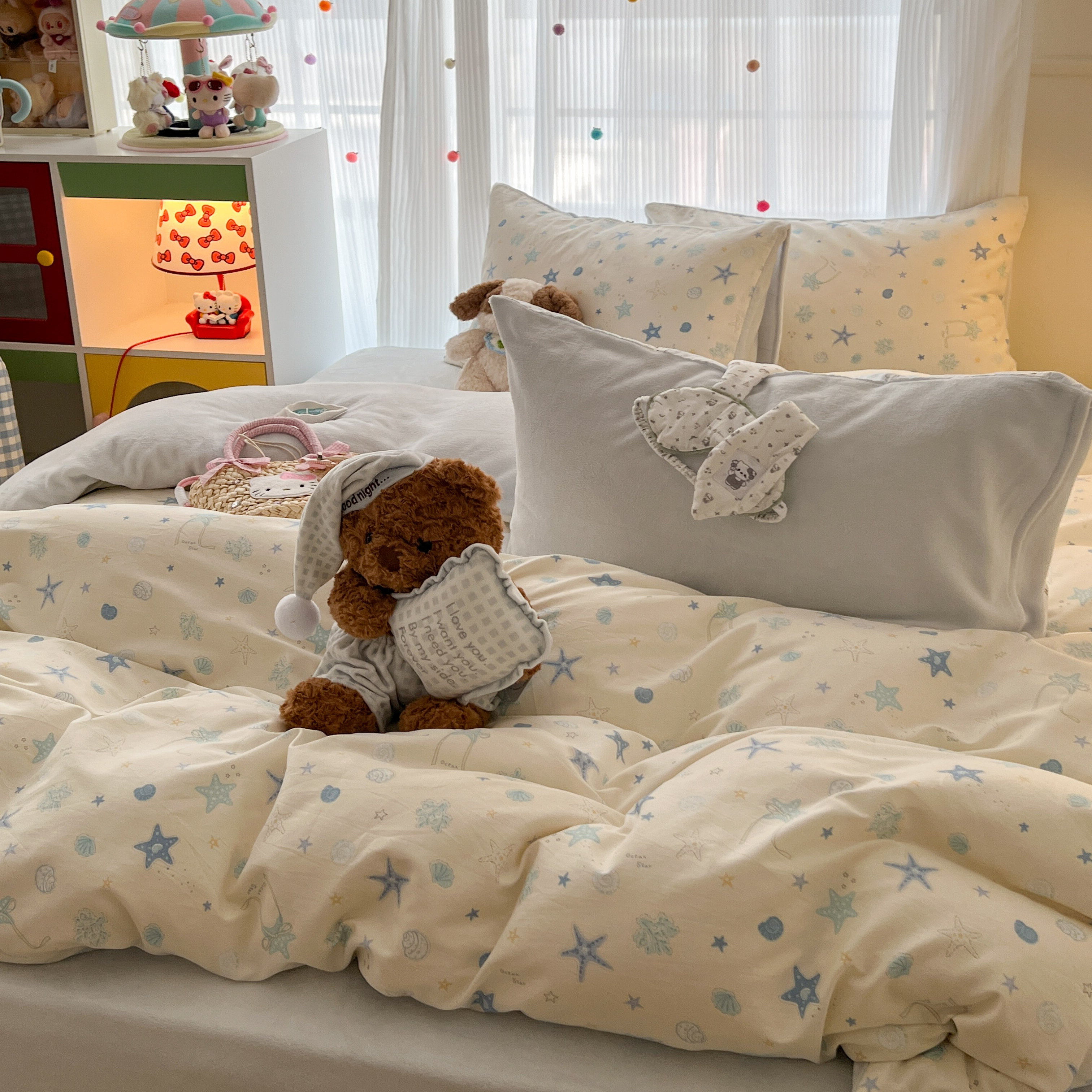 月亮睡了卡通全棉牛奶绒卧室四件套少女床单被套宿舍纯棉保暖床品,床上用品,床品套件/四件套/多件套,淘宝优惠券,粉丝福利购,淘宝优惠卷