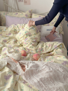 香香芝士 纯棉全棉100床上三四件套法式被套被罩床单学生宿舍床笠