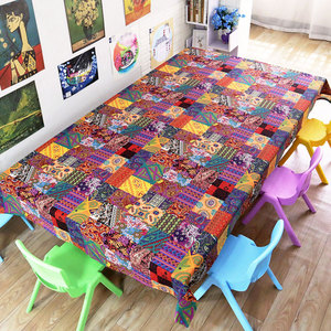东南亚复古民族风桌布布艺棉麻幼儿园美术培训班绘画书桌布茶几布