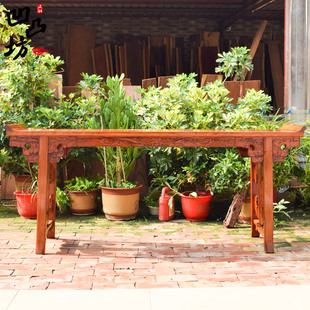 凹凸坊 活拆京作奥氏黄檀白酸枝瓦城老料 雕刻长条案案几 翘头案