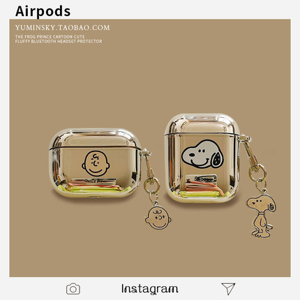 电镀可爱卡通适用AirPods Pro保护套2/3代苹果蓝牙耳机硅胶套情侣款AirPodsPro2趣味AirPods3全包防摔软壳潮