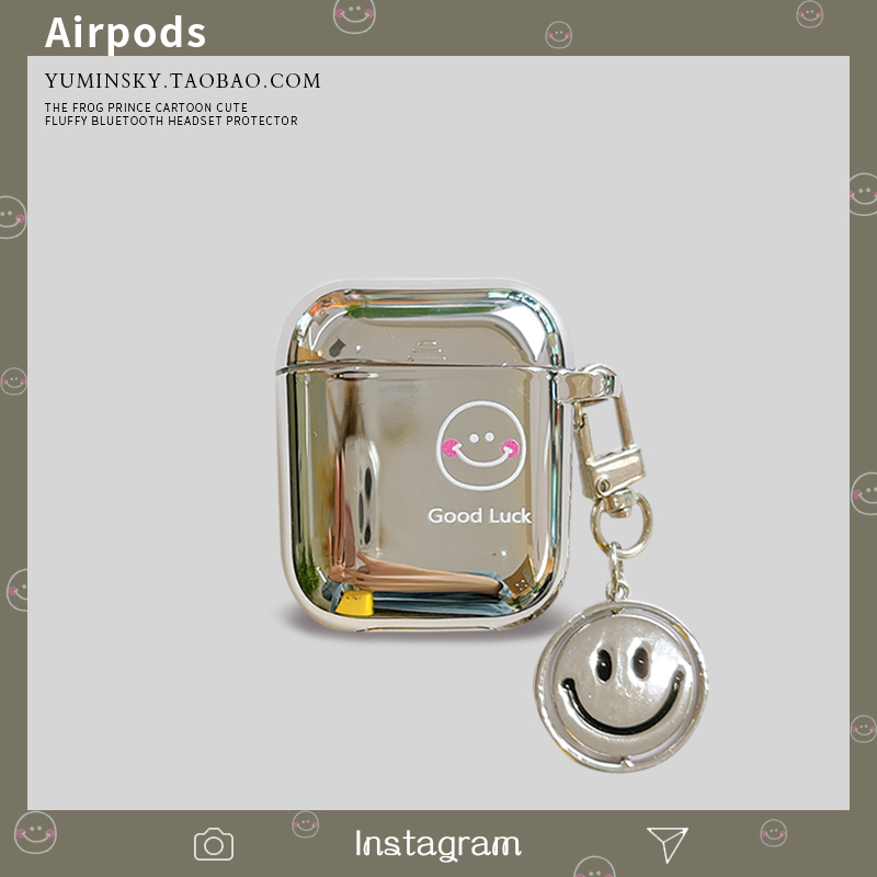 电镀腮红笑脸适用AirPods Pro保护套创意苹果2/3代耳机卡通软壳女款AirPodsPro2趣味AirPods3全包防摔软壳潮 3C数码配件 耳机保护套 原图主图