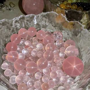 天然粉水晶散珠莫桑比克星光粉晶散珠单珠diy手链饰品六芒芙蓉晶