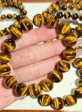 保真收藏级原矿黄虎眼石散珠圆珠隔珠金刚星月菩提配饰佛珠配件