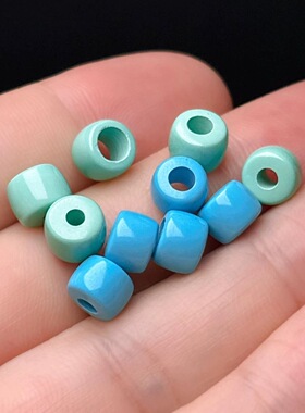 天然绿松石蜜蜡直切大孔道珠子桶珠散珠子配件配珠