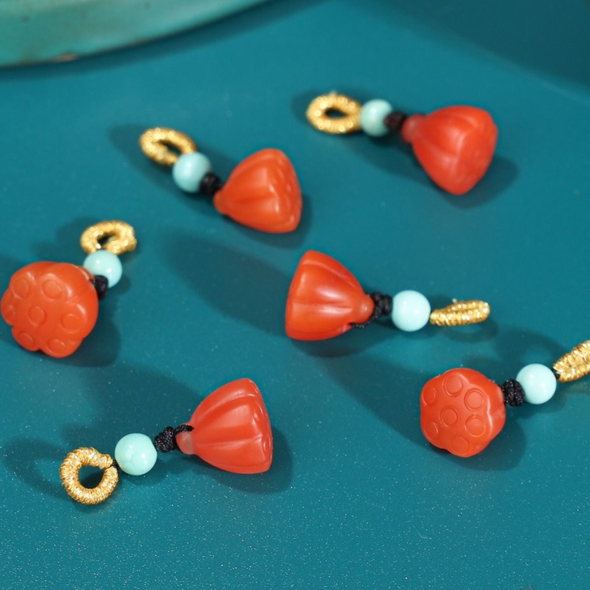 满色满肉南红莲蓬天然配饰配件