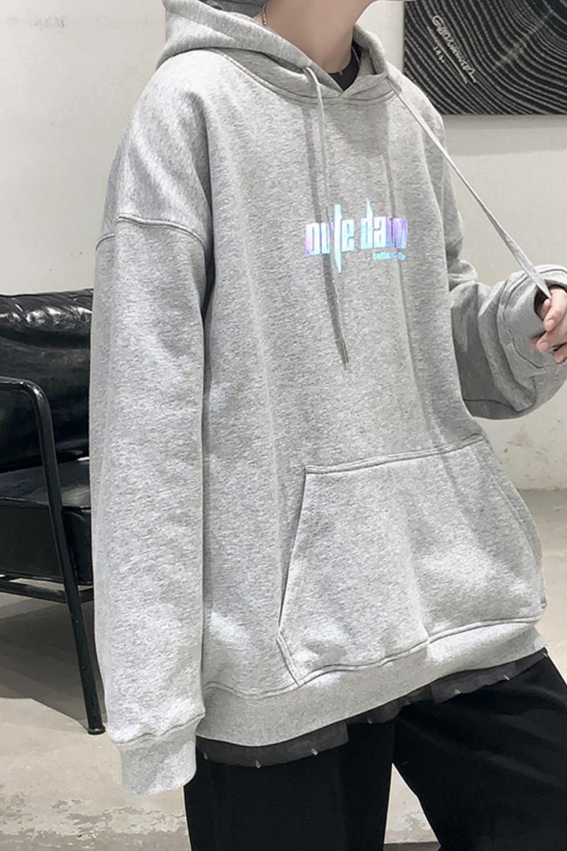 2021春新款七彩反光字母情侣宽松连帽卫衣外套xz-221-1-W300,男装卫衣,星座221-1
