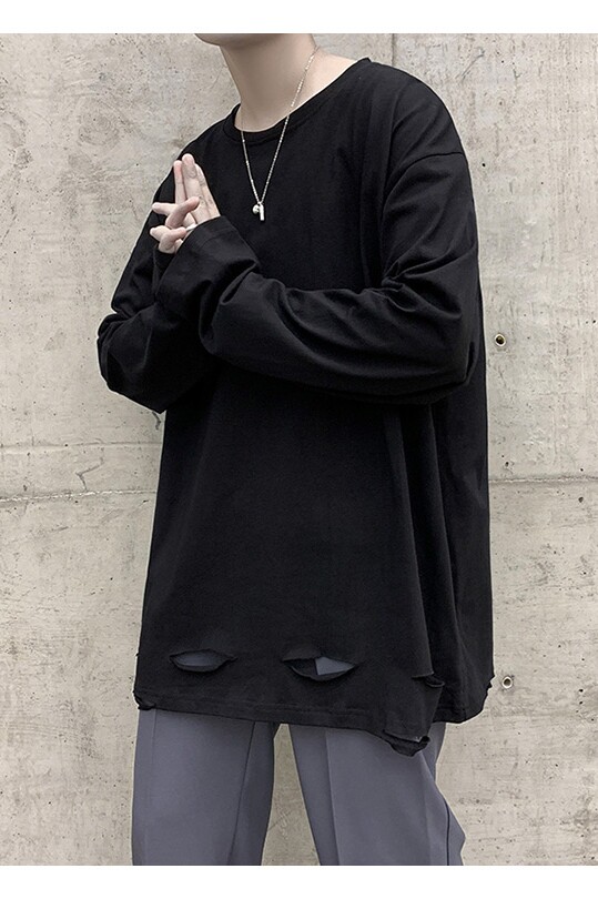 纯棉秋季纯色长袖T恤男女破洞打底衫体恤XZ-221-1-T120,男装T恤,星座221-1