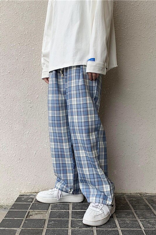 主推款！宽松格子休闲裤中性男女格子裤XZ-221-1-T318,男装休闲裤,星座221-1