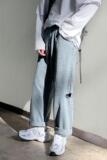 21春新款直筒怀旧老爹破洞拖地牛仔裤长裤XZ-221-1，男装牛仔裤，星座221-1