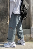 主推休闲裤直筒怀旧老爹破洞拖地牛仔裤长裤XZ-221-1，男装牛仔裤，星座221-1