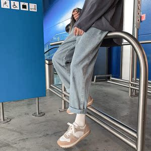 主推 秋装新款中性直筒宽松牛仔裤九分裤休闲裤XZ-221-1图片