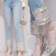 8610 休闲百搭弹力打底手工钉钻牛仔裤