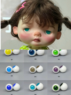 ob11手捏娃玻璃眼bjd眼珠可动精品（1-15）彩珍珠8mm10mm12mm订做