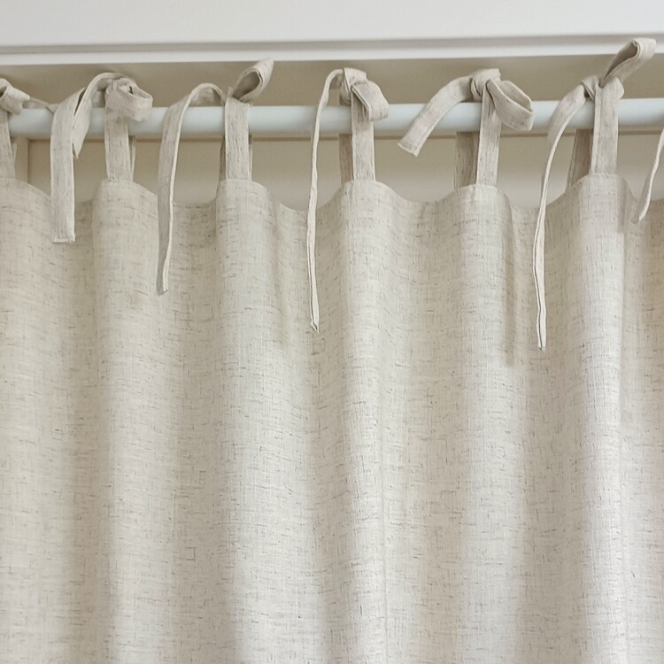 免打孔纯色棉麻日式系带式厨房短帘半遮光窗帘布门帘遮挡帘定制