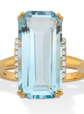 黄玉925银镀18k黄金女鸡尾酒戒指