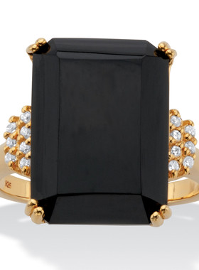 黑玛瑙托帕石925银镀18k金鸡尾酒