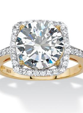 立方氧化锆(苏联钻)/925银镀14k黄金女式鸡尾酒戒指美国代购58864