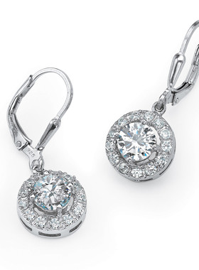 立方氧化锆(苏联钻)925银欧美镂空典雅复古女士耳环美国代购48217