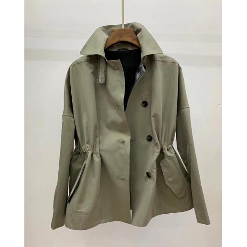 利落廓感短款小风衣外套女英伦风拼接收腰抽绳显瘦工装气质春秋款