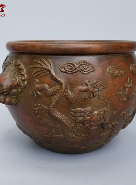 水缸双龙戏珠摆件定做