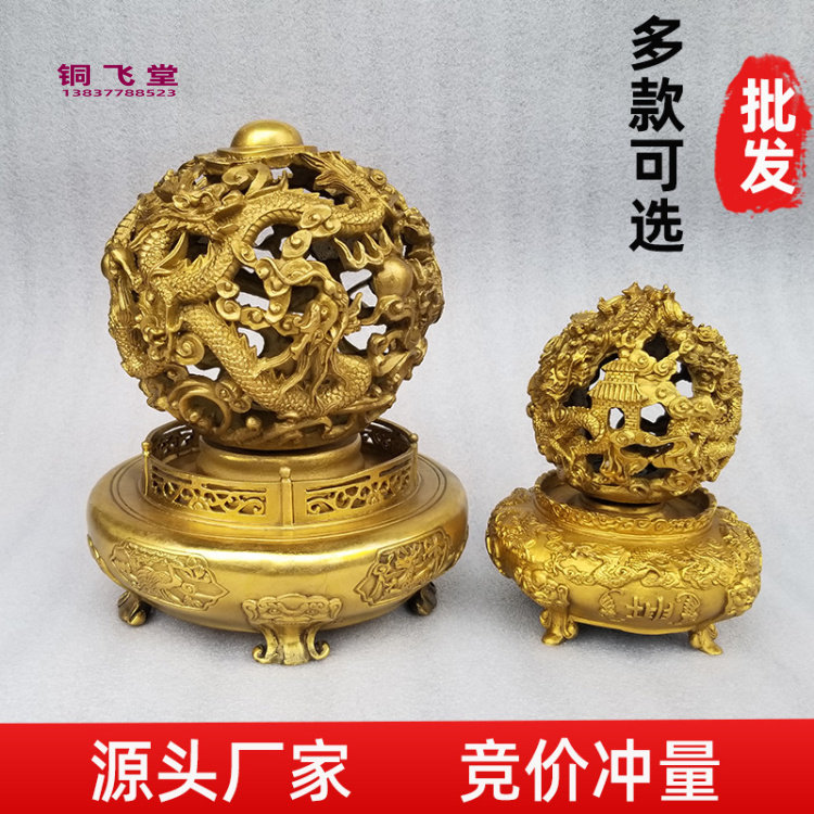 大号九龙球时来运转铜器摆件定做桌面礼品雕塑大铜鼎九转乾坤铜鼎