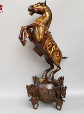 工艺立马发财风水铜器装饰摆件