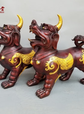 大号铜貔貅天禄复古鎏花独角兽