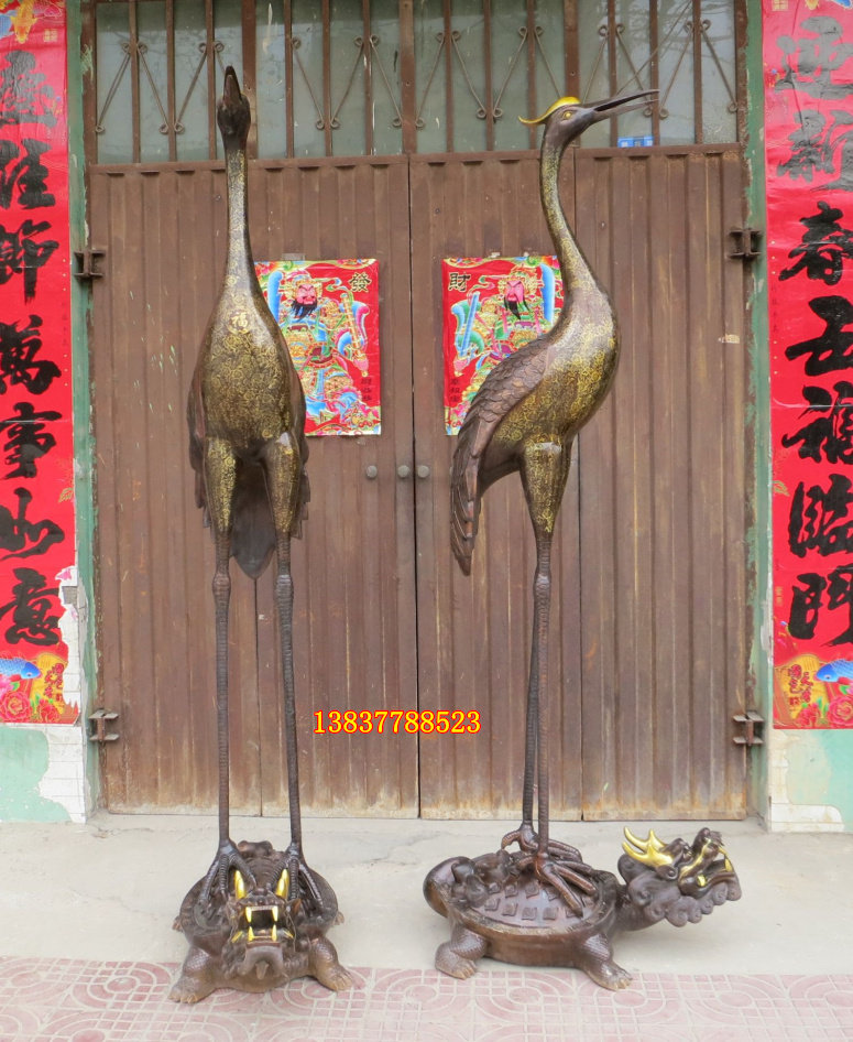 大号龙龟鹤蜡台铜鹤烛台龙龟头铜工艺品定做大号铜雕