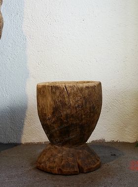 庭院实木肉肉盆栽大叶画桶花器