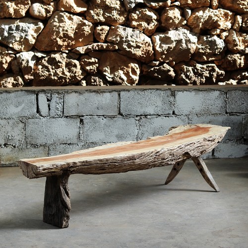 随形长凳 枯树弯曲条凳 院落花园装饰矮凳入户玄关边几长桌纯实木