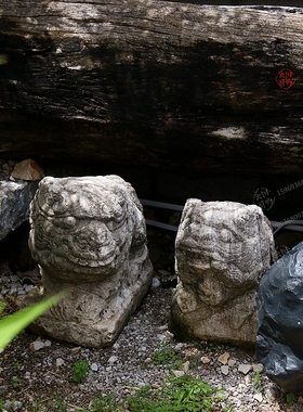 石头狮子 镇宅石狮 庭院花园阳台家用 青石 看门 桌面风化老 别墅