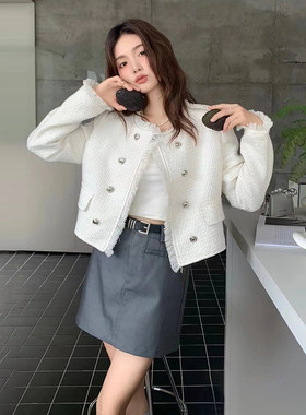 白色流苏小香风短款外套女秋季