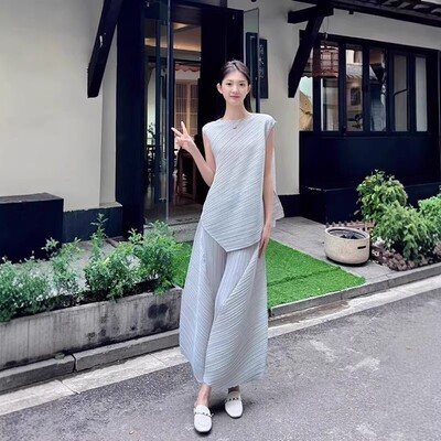 夏季宽松显瘦小众不规则阔腿裤女