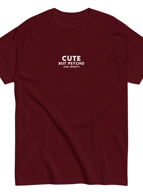 Cute but psycho and spooky古灵精怪女生诡异纯棉短袖T恤 男女夏