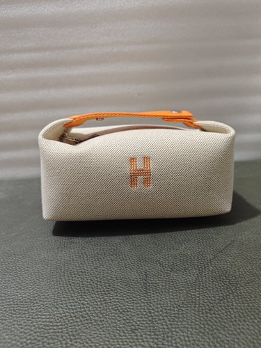 2025新款帆布手提包撞色化妆包便携饭盒包字母刺绣手拎包上班便当