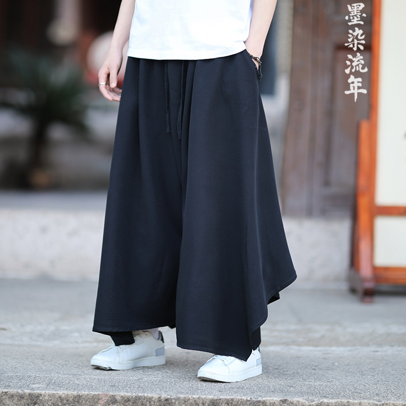 国潮中国风不规则九分裙裤情侣款