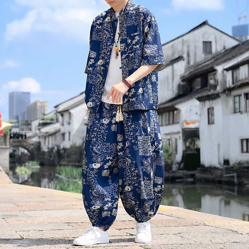 夏季国潮水墨情侣套装男女情侣潮