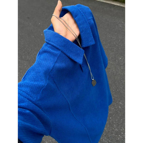 克莱因蓝翻领短袖T恤男半袖上衣