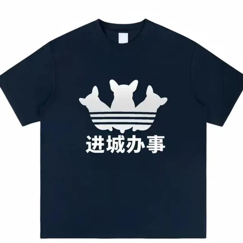 进城办事纯棉印花短袖T半袖上衣