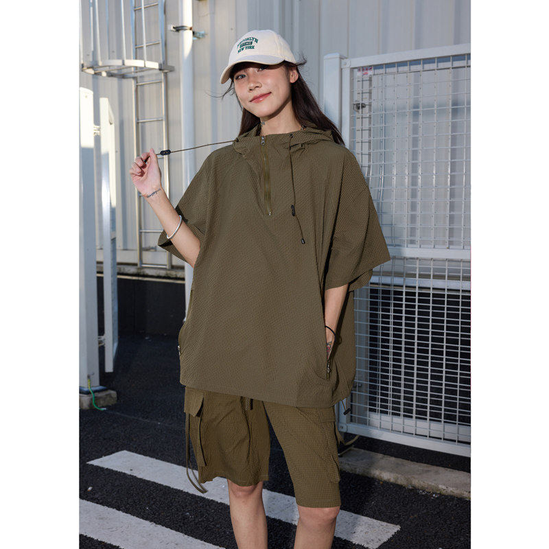 MY夏季新款套装时尚休闲慵懒风百搭款宽松男女款情侣工装上衣裤子