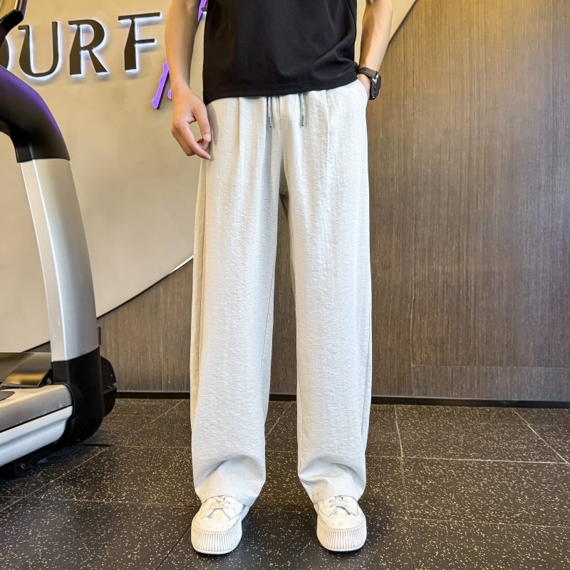 薄款透气亚麻直筒休闲裤男女情侣