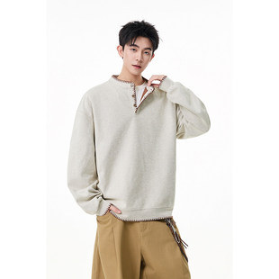 MY春季新款百搭潮流日常套头纯色卫衣休闲宽松时尚男女款长袖上衣